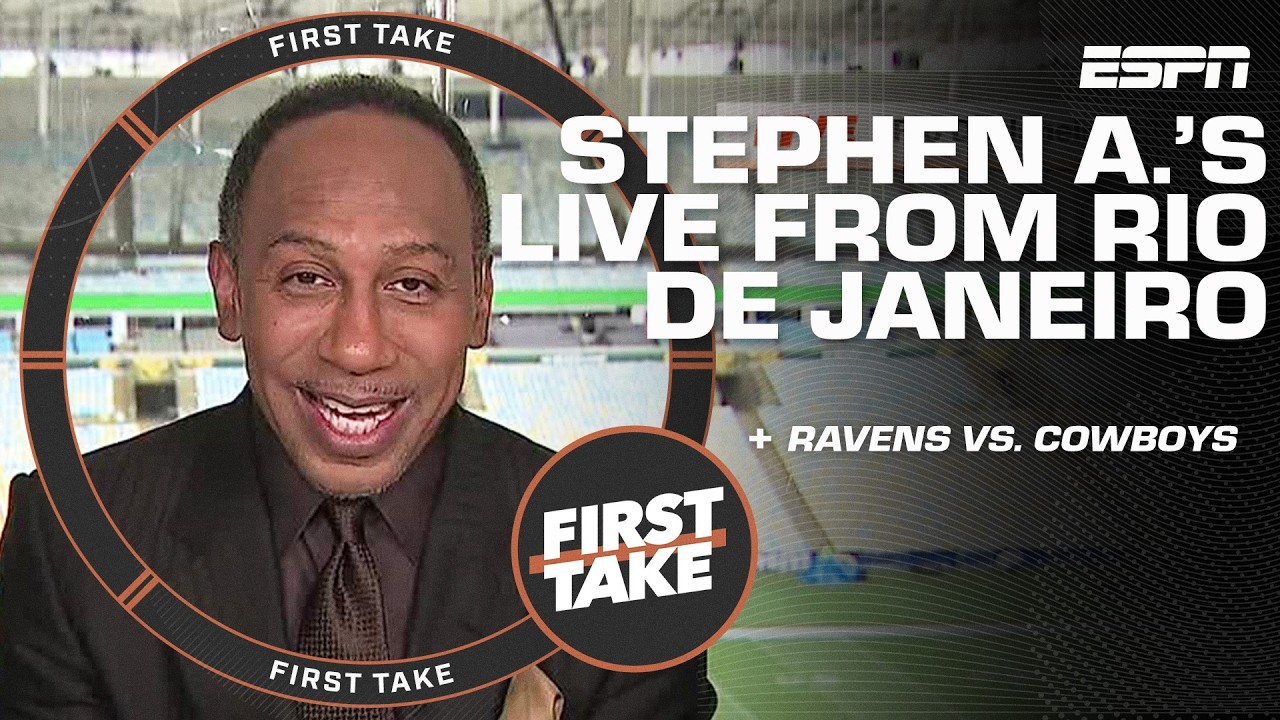 'BOM DIA!' 👋 Stephen A.'s LIVE in Brazil for Ravens vs. Cowboys 🏈 | First Take thumbnail