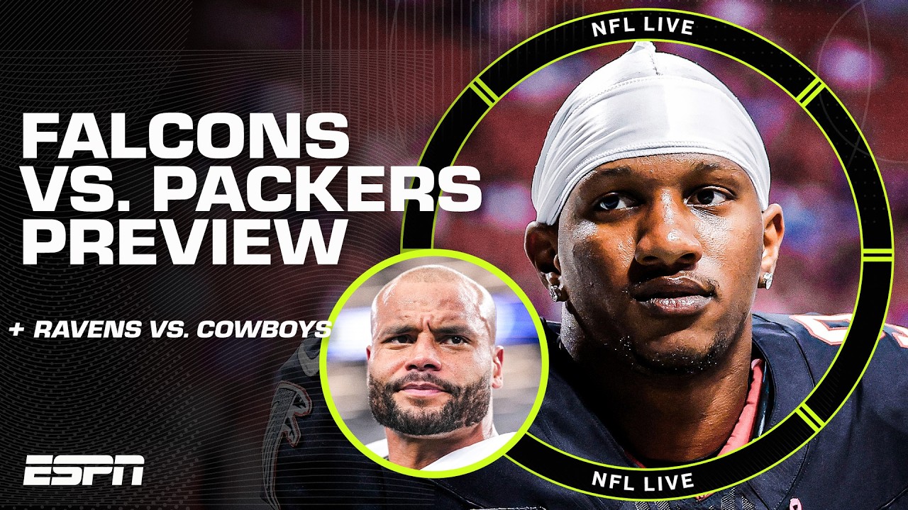 What to expect from Michael Penix Jr. against the Packers 🍿 + Ravens vs. Cowboys preview | NFL Live thumbnail